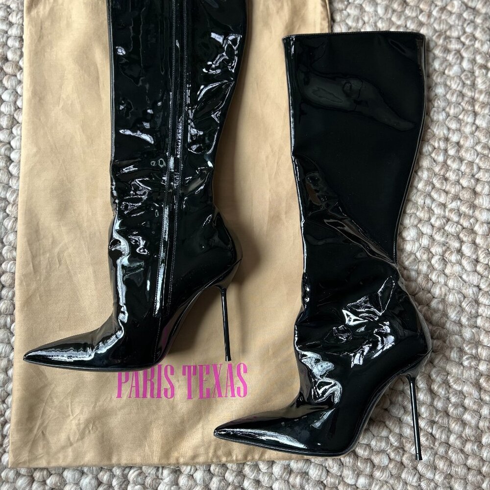 Paris Texas patent leather stiletto boots